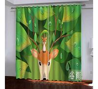 KGSK Tende Per Interni Moderne Con Disegni Cervo Sotto La Pioggia Sotto Le Foglie 3D Interni Con Occhielli 250x200 Cm Tenda Termiche Isolanti Per Camera Da Letto Soggiorno Finestra 2 Pezzi Oscuranti