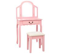 KGTKGTYER Tavolo da toeletta con sgabello, tavolo cosmetico con specchio | Include un comodo sedile, molto spazio per i cosmetici, robusto MDF