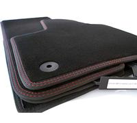 kh Teile - Tappetini per auto DS7 Crossback (doppia cucitura rossa), in velluto, colore: Nero