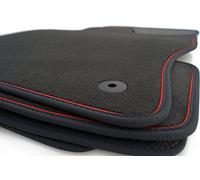 KH Teile Tappetini Premium qualità Velour Tappetini 4 X Antracite, Nastro Decorativo Rosso