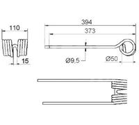 KH-Tine Kuhn - 394 x 110 mm, sinistra per Kuhn GF - Rif.: 58740600