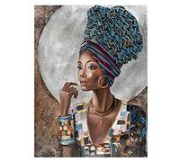 KHADR Stampe su Tela Stampe Donne Nere Africane, Immagine Decorativa Astratta Africana Dipinta su Parete Soggiorno Decorazione Artistica Senza Cornice,60x90cm Senza Cornice