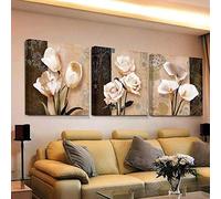 KHADR Stampe su Tela Stampe su Tela Immagine Artistica Poster Opere d'Arte Stampe HD Fiori in Stile Cinese Senza Cornice Decorazioni per Soggiorno Decorazioni per pareti, 40×40cm×3