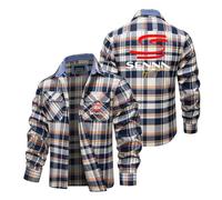 KHAFVXTP Camicia a Quadri Uomo Per S.E.N.N.A, Camicia boscaiolo arancione nero quadri, Per il tempo libero e l’ufficio, taglia(Gra-white,M)