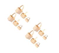 Khaki Mini Handwoven Wood Basket for Wedding Favors Decorative Small Storage