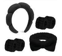 Khaki Spa Fascia da polso Set-Fascia per il lavaggio del viso Spugna Cura della pelle Fasce per il trucco Fasce per le donne Carino Bow Skin Fascia morbida Bubble Face Wash Fascia per le donne