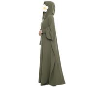 khalat Abito da preghiera musulmana Abaya Solido Un Pezzo con Cappuccio Abaya Abito per Le Donne Lungo Maxi Abito Islamico Dubai Jilbab, Verde militare, Taglia Unica