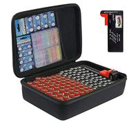 Khanka Custodia per batterie rigide Scatola per riporre borse 116 batterie AA AAA C D 9V - Adatto per tester digitale per batterie D-FantiX BT-168D. (Custodia con tester batteria)