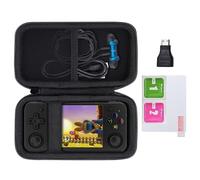 Khanka Custodia Rigida per Console di Gioco Portatile retrò RG35XX H Linux, Custodia Protettiva con 1 Adattatore HDMI, 1 Proteggi Schermo, Nero (Solo Custodia)