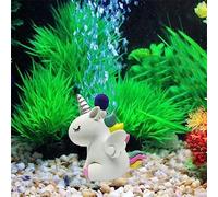 khanoqq Decorazione per acquario a forma di unicorno, in resina, con bolle d'aria fisse, aumenta l'ossigeno, ottimo paesaggio per acquario, ornamento per acquario, acquario