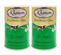 Khanum - Burro puro ghee - Miglior burro grasso per arrostire e cucinare in set da 2 pezzi da 1 kg barattolo