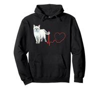 Khao Manee Cat Heartbeat ECG Love per felini tailandesi Unici Felpa con Cappuccio