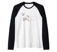 Khao Manee Cat Heartbeat ECG Love per felini tailandesi Unici Maglia con Maniche Raglan