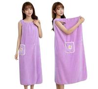 KHASCBNF Asciugamano da Bagno Avvolgente Accappatoio indossabile for la casa da Donna Avvolgente for Adulti Gonna for Capelli asciutti Asciugamano Bagno Lavabile Stile Lungo(Purple,L(65-75kg))