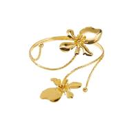 KHASCBNF Bracciale Braccio Superiore Elegante bracciale a forma di fiore con braccio superiore for donna, colore oro, giglio, aperto, gioielli da sposa estetici, damigella d'onore