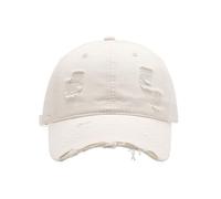 KHASCBNF Cappellino da Baseball con Buchi Berretto da Baseball in Cotone for Donna e Uomo, Top Morbido strappato Vintage Invecchiato(Beige)