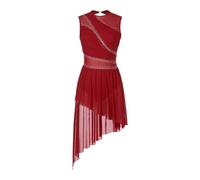 KHASCBNF Costume da Performance di Danza Lirica Donna | Abito body con strass senza maniche in jersey di ginnastica for pattinaggio di figura
