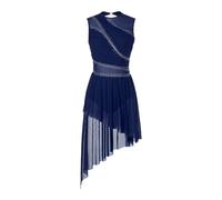 KHASCBNF Costume da Performance di Danza Lirica Donna | Abito body con strass senza maniche in jersey di ginnastica for pattinaggio di figura