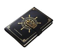 KHASCBNF Diario Con Codice Quaderno A5 da 200 pagine con lucchetto, diario viaggio, blocco note, agenda, pianificatore, quaderno retrò, forniture for ufficio e scuola(B-Black)