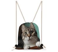KHAUERBC A Curious Cat, borsa da palestra con chiusura a cordoncino, impermeabile, con cinghie regolabili, per sport, palestra, viaggi, nuoto