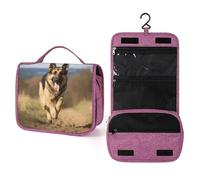 KHAUERBC Beauty case con cane pastore tedesco in esecuzione, per uomini e donne, portatile, con gancio da appendere, borsa per cosmetici, accessori per shampoo, contenitore di dimensioni standard