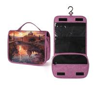 KHAUERBC Beauty case Roma Sunset per uomo e donna, portatile, con gancio da appendere, organizer per cosmetici, accessori, shampoo, contenitore di dimensioni standard, articoli da toeletta