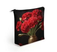 KHAUERBC Beauty case romantico con cerniera a forma di garofano per adulti, piccola borsa per il trucco leggera, trousse per cosmetici da viaggio