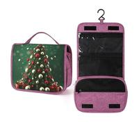 KHAUERBC Beauty case rotondo a forma di albero di Natale, per uomini e donne, portatile, con gancio da appendere, trousse per cosmetici, accessori, shampoo, contenitore di dimensioni standard