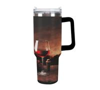 KHAUERBC Bicchieri per vino rosso e bottiglia con cannuccia e manico, tazza da caffè a doppia parete isolante sottovuoto, bottiglie d'acqua per caffè freddo, tè, bevande calde e fredde