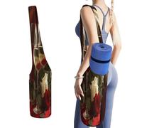 KHAUERBC Borsa da palestra Oga con rose sul tavolo, borsa per tappetino da yoga, per donne e uomini. Borsa in tela leggera per yoga, pilates, studio, allenamento, uso all'aperto