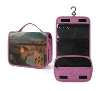 KHAUERBC Borsa da toilette con motivo fiumi e montagne, per uomini e donne, portatile, con gancio da appendere, borsa per cosmetici, accessori, shampoo, contenitore di dimensioni standard, articoli da