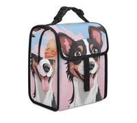 KHAUERBC Borsa per il pranzo con cane Rat Terrier, a doppio scomparto, a tenuta stagna, con manico, borsa per il pranzo per lavoro e viaggio
