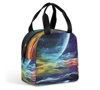 KHAUERBC Borsa per il pranzo con cielo arcobaleno e luna, per donne e uomini, a prova di perdite, resistente e riutilizzabile, per lavoro, viaggi, attività all'aperto