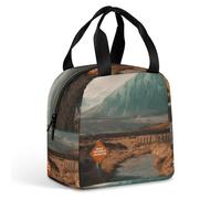 KHAUERBC Borsa per il pranzo con fiumi e montagne, per donne e uomini, a prova di perdite, resistente e riutilizzabile, per lavoro, viaggi, attività all'aperto