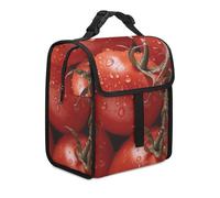 KHAUERBC Borsa per il pranzo con pomodori rossi maturi a doppio scomparto a tenuta stagna, borsa termica con manico, borsa per il pranzo per lavoro e viaggio