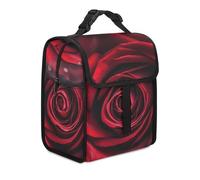 KHAUERBC Borsa per il pranzo con ritratto di rose rosse, doppio scomparto a tenuta stagna, borsa termica con manico, borsa per il pranzo per lavoro e viaggio