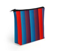KHAUERBC Borsa per il trucco verticale con cerniera rossa blu per adulti, piccola borsa per il trucco leggera, borse cosmetiche per oggetti essenziali da viaggio