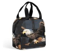 KHAUERBC Borsa portapranzo 3D con aquila calva per donne e uomini, a prova di perdite, resistente e riutilizzabile, borsa tote per lavoro, viaggi, attività all'aperto