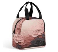 KHAUERBC Borsa portapranzo color rosa cipria e nera, per donne e uomini, a prova di perdite, resistente e riutilizzabile, per lavoro, viaggi, attività all'aperto