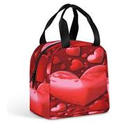 KHAUERBC Borsa portapranzo con cuori rossi, per donne e uomini, a prova di perdite, resistente e riutilizzabile, per lavoro, viaggi, attività all'aperto