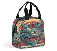 KHAUERBC Borsa portapranzo con motivo rosso e blu, per donne e uomini, a prova di perdite, resistente e riutilizzabile, per lavoro, viaggi, attività all'aperto
