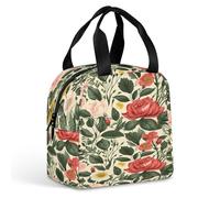 KHAUERBC Borsa portapranzo con rose, per donne e uomini, a prova di perdite, resistente e riutilizzabile, per lavoro, viaggi, attività all'aperto