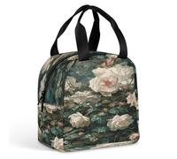 KHAUERBC Borsa portapranzo con stampa di rose, per donne e uomini, a prova di perdite, resistente e riutilizzabile, per lavoro, viaggi, attività all'aperto