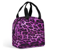 KHAUERBC Borsa portapranzo viola leopardata per donne e uomini, a prova di perdite, borsa tote durevole e riutilizzabile per lavoro, viaggi, attività all'aperto