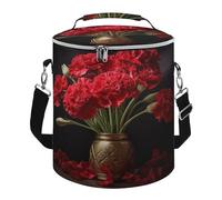 KHAUERBC Borsa termica morbida con garofano romantico, multi-tasca, borsa da spiaggia isolata a prova di perdite, pieghevole per spiaggia, viaggi, lavoro