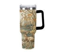 KHAUERBC Coppe per uccelli che guardano il coniglio con cannuccia e manico, tazza da caffè a doppia parete isolante sottovuoto, bottiglie d'acqua per caffè freddo, tè, bevande calde e fredde