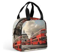 KHAUERBC Red Bus - Borsa portapranzo per donne e uomini, a prova di perdite, resistente e riutilizzabile, per lavoro, viaggi, attività all'aperto
