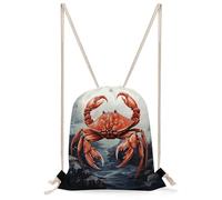 KHAUERBC Red Crab Sea - Borsa da palestra con chiusura a cordoncino, impermeabile, con cinghie regolabili, per sport, palestra, viaggi, nuoto