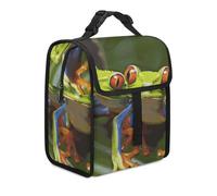 KHAUERBC Red Eyed Tree Frog Borsa per il pranzo a doppio scomparto a tenuta stagna, borsa termica con manico, borsa per il pranzo per lavoro e viaggio