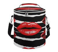 KHAUERBC Red Lips Kiss Soft Cooler Bag Multi-Pocket, borsa da spiaggia isolata a prova di perdite, pieghevole, per spiaggia, viaggi, lavoro